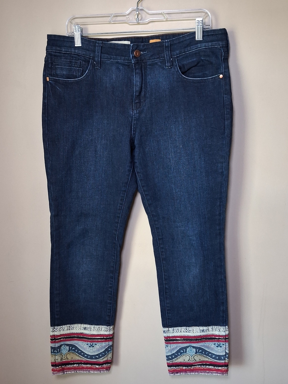 Pilcro & The Letterpress Stet Patchwork Ankle Dark Wash Jeans; Size 31